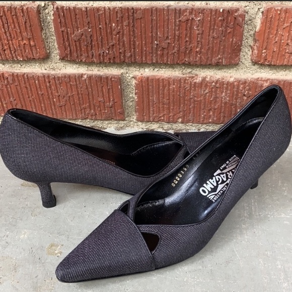 Salvatore Ferragamo Denim Heels - Picture 1 of 11